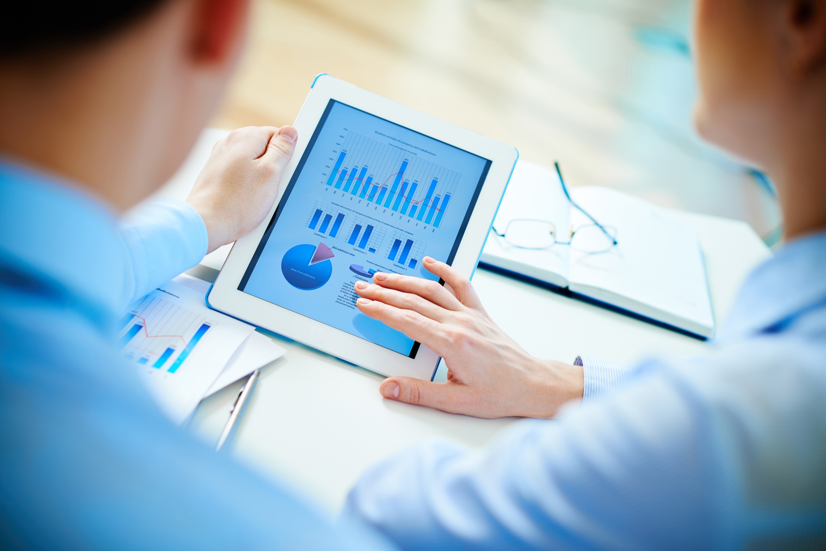 Data professionals analysing charts and dashboards