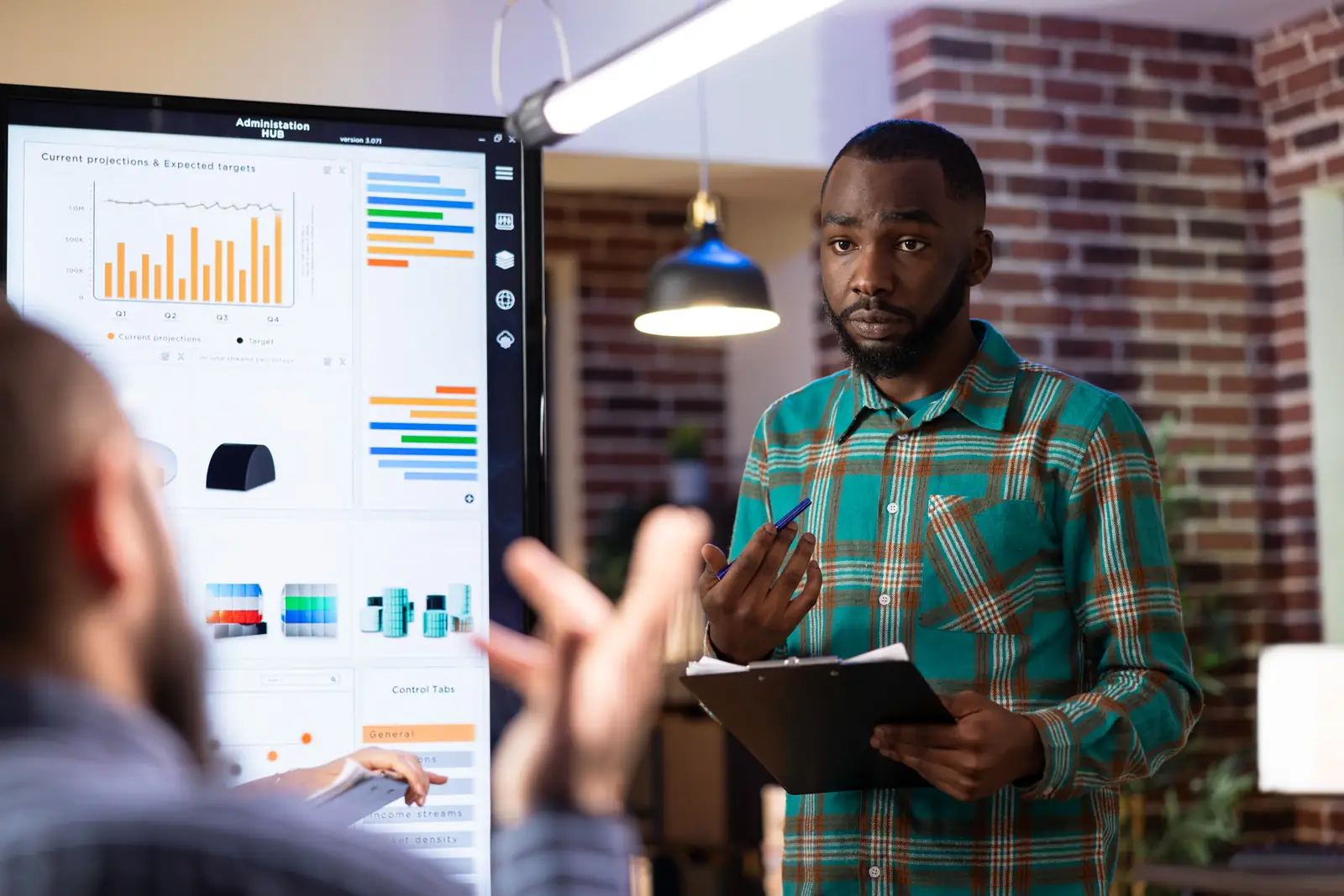 Data professionals analysing charts and dashboards